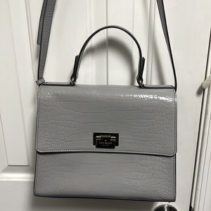 Kate Spade taupe shiny pleather crossbody/over the shoulder handbag
